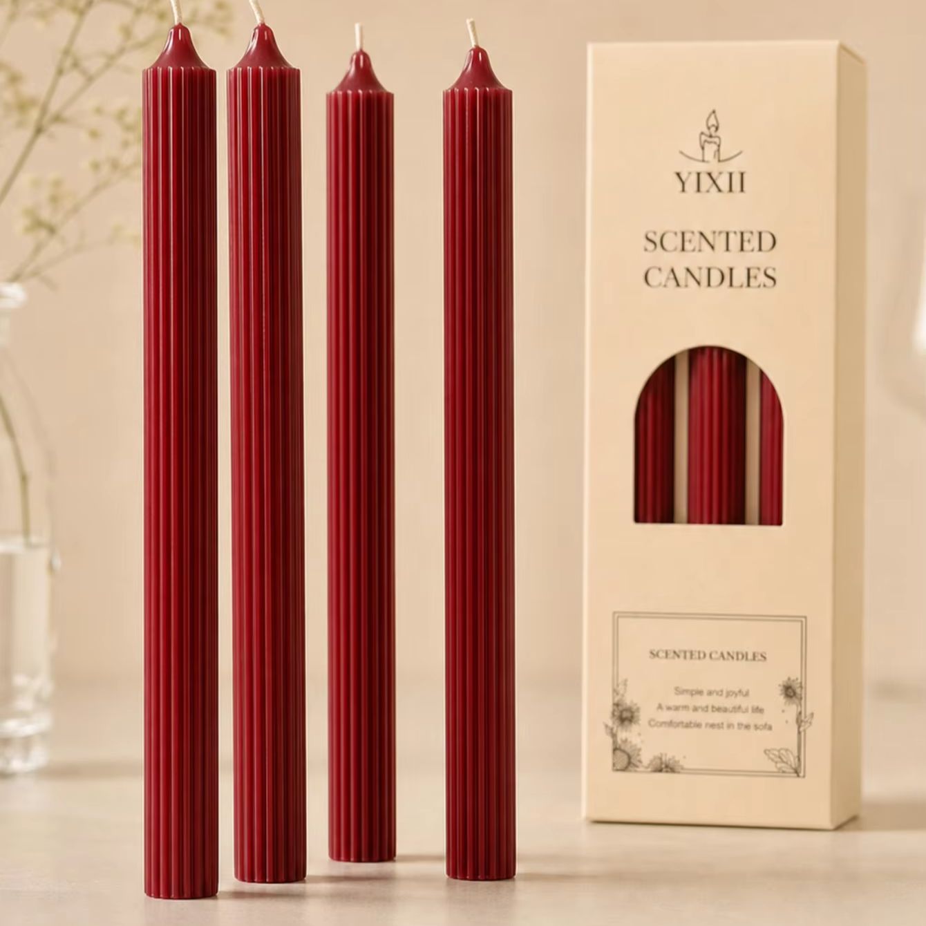 Home Fragrance Red Wine - Ensemble de 4 bougies d'aromathérapie rouge