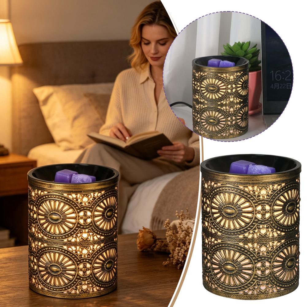 Home Fragrance Us - Nouvelle Veilleuse Parfumée Dorée Géométrique en
